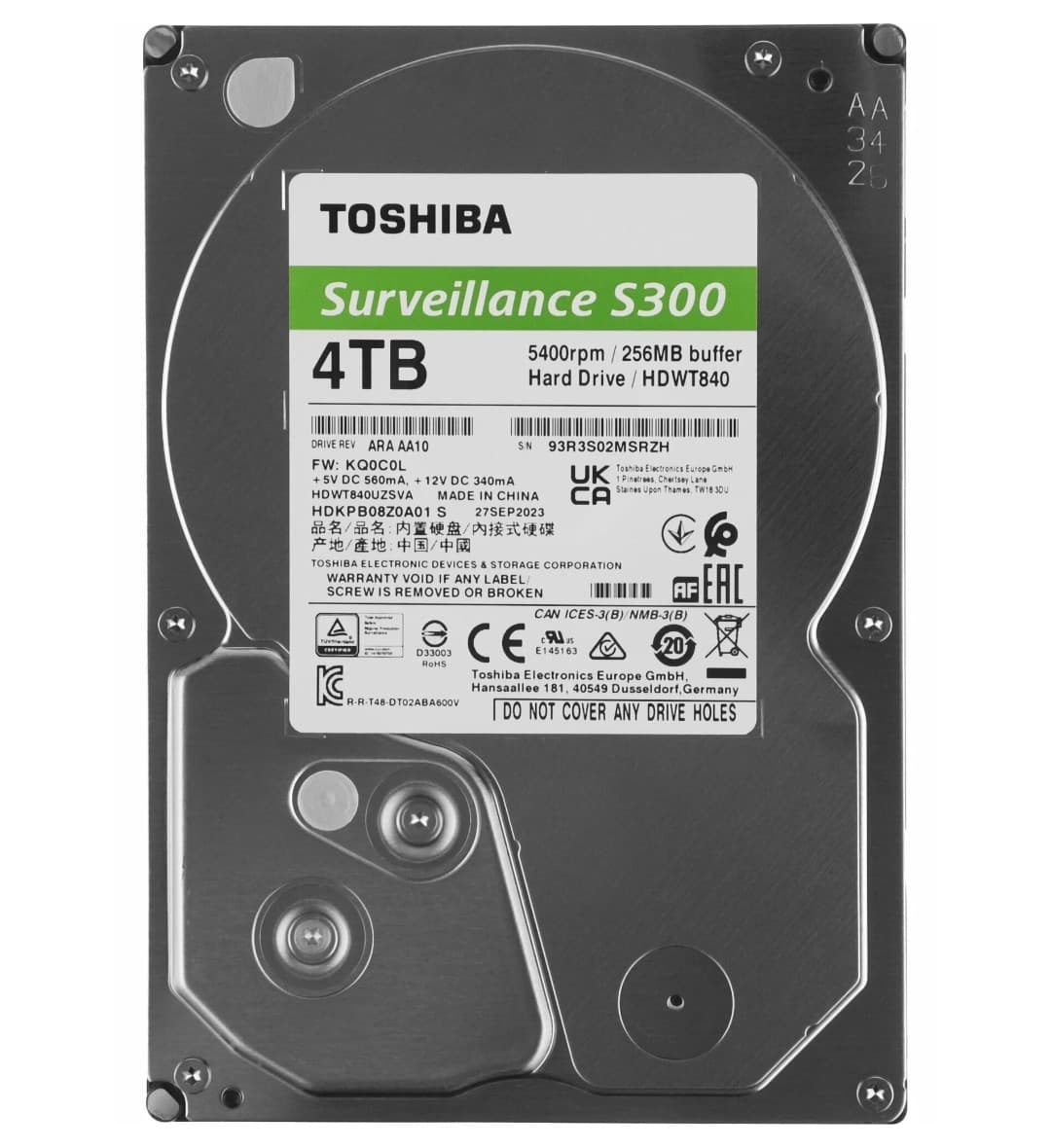 Toshiba SATA3 7200RPM N300 Pro Nas HDWG740XZSTD 4096GB