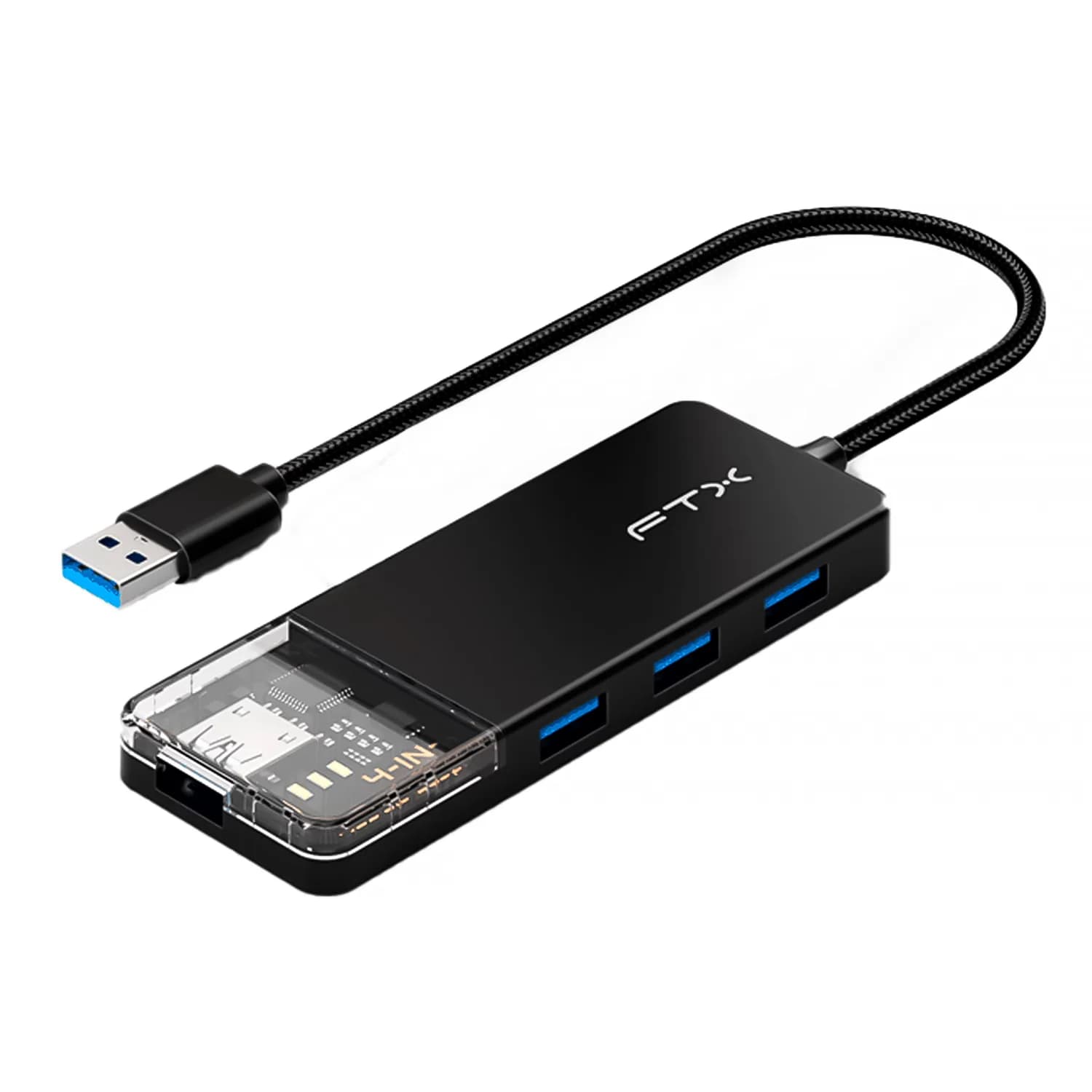 Adaptador Hub FTX HUBT1-PB4 em 1 - Preto