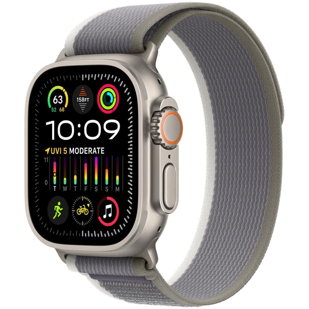 Apple Watch Ultra MRF43LZ Double Tap Gesture Sirena 86DB Pulseira Trail Loop Case Verde
