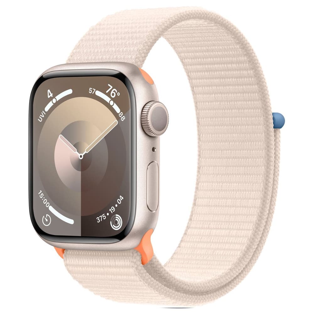Apple Watch S9 Gps Double Tap Fingertip Pulseira Sport Loop Aluminium Case Starlight