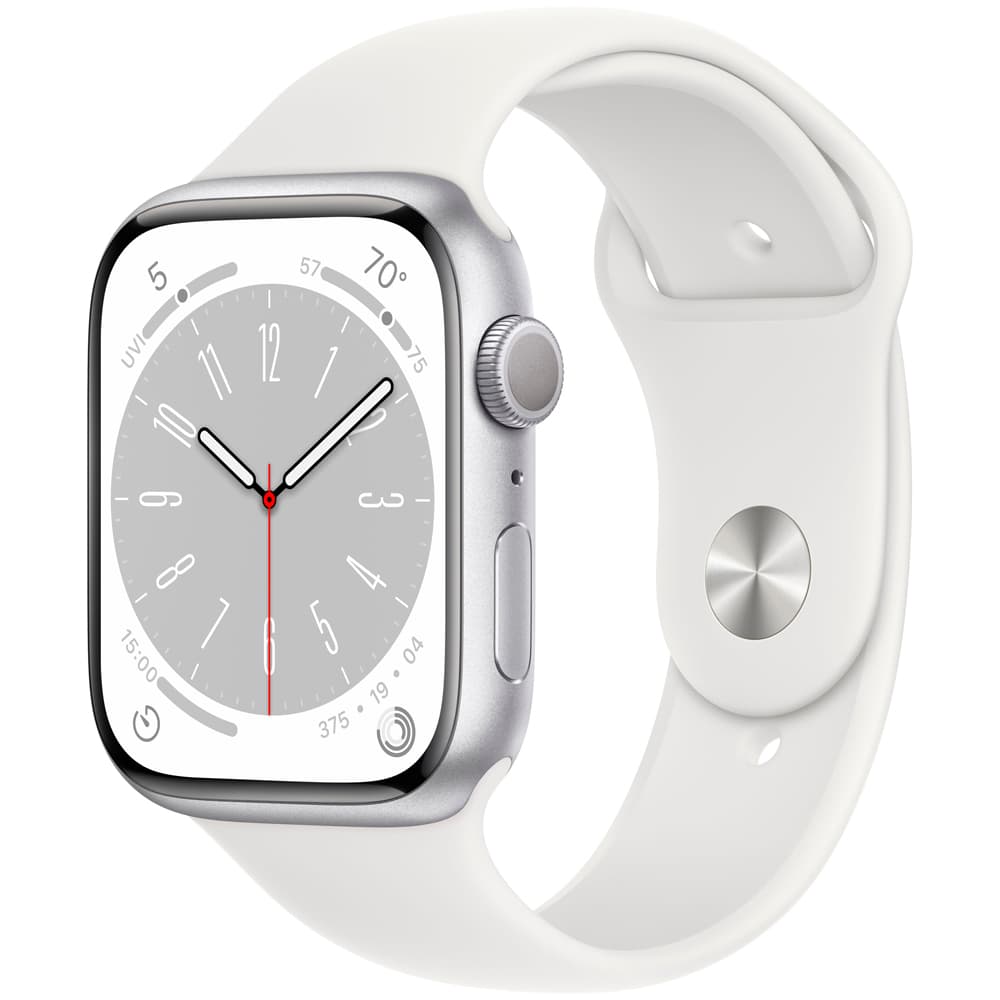 Apple Watch S8 Gps Pulseira Sport Band Aluminium Case Prata