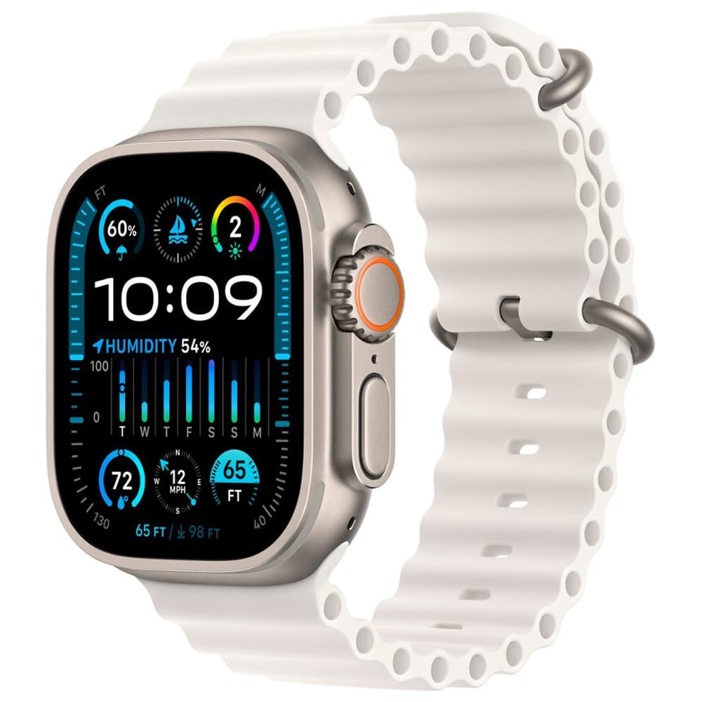 Apple Watch Ultra MREJ3LL Double Tap Gesture Sirena 86DB Pulseira Ocean One Size Case Branco