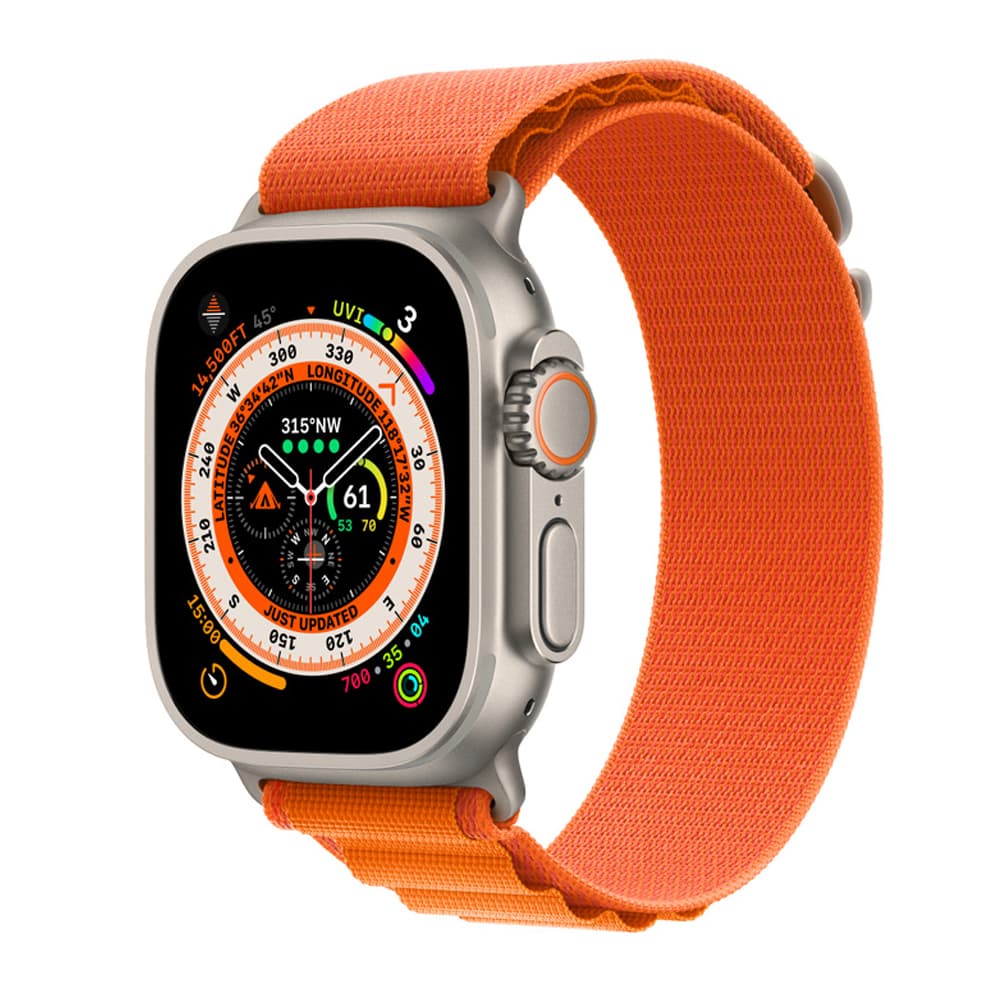 Apple Watch Ultra MQEU3LZ Action Button Sirena 86DB Pulseira Alpine Case Orange Titanio