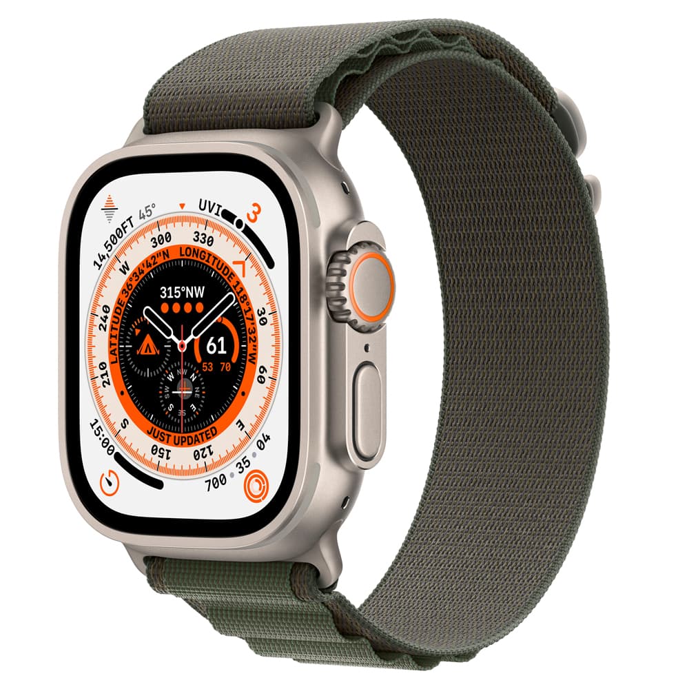 Apple Watch Ultra MQEX3LZ Action Button Sirena 86DB Pulseira Alpine Case Verde