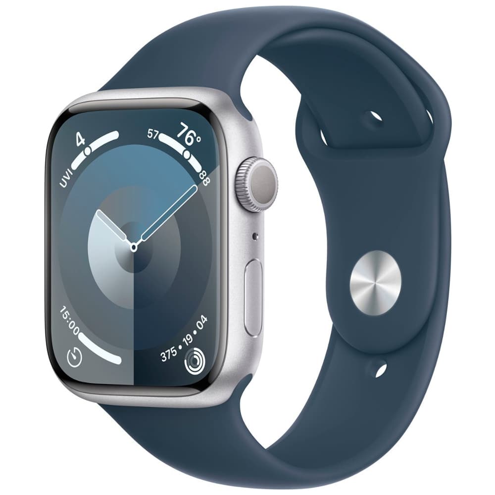 Apple Watch S9 Gps Double Tap Fingertip Pulseira Sport Band Aluminium Case Storm Azul