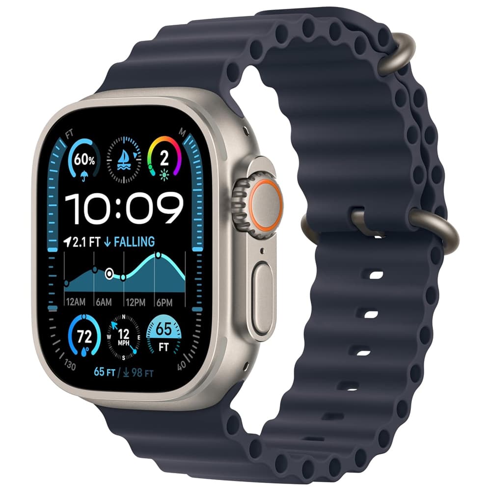 Apple Watch Ultra Double Tap Gesture Sirena 86DB Pulseira Ocean Band Navy Case Natural Titanio