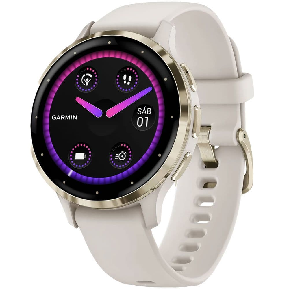 Garmin Smartwatch Garmin Venu 3S Amoled Atm Wi Fi Ivory Soft 8GB Dourado