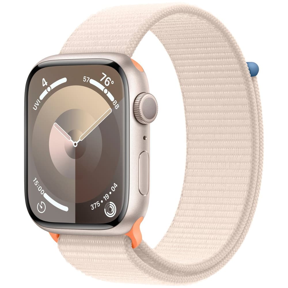 Apple Watch S9 Gps Double Tap Fingertip Pulseira Sport Loop Aluminium Case Starlight