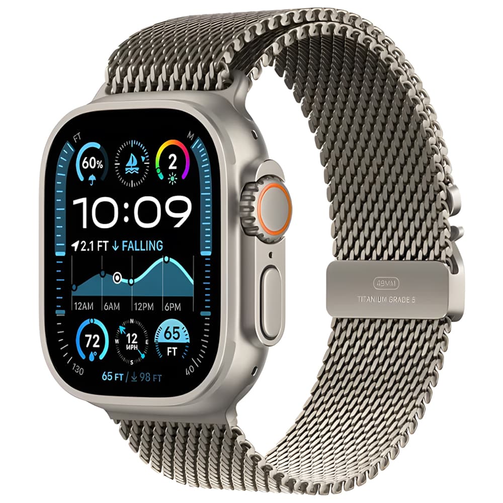 Apple Watch Ultra Double Tap Gesture Sirena 86DB Pulseira Milanese Loop Case Natural Titanio