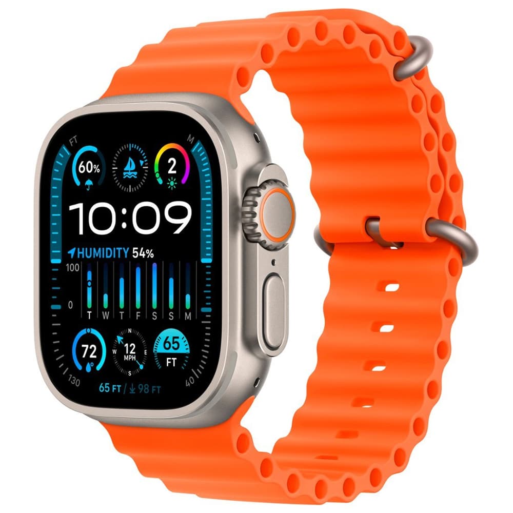Apple Watch Ultra MREH3LW Double Tap Gesture Sirena 86DB Pulseira Ocean One Size Case Orange Titanio