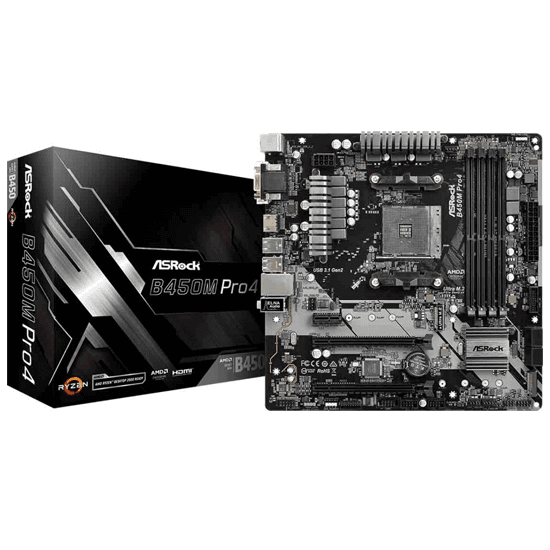 Asrock Placa Mae Asrock B450M PRO4 Soquete AM4 Amd 4X DDR4 Uatx