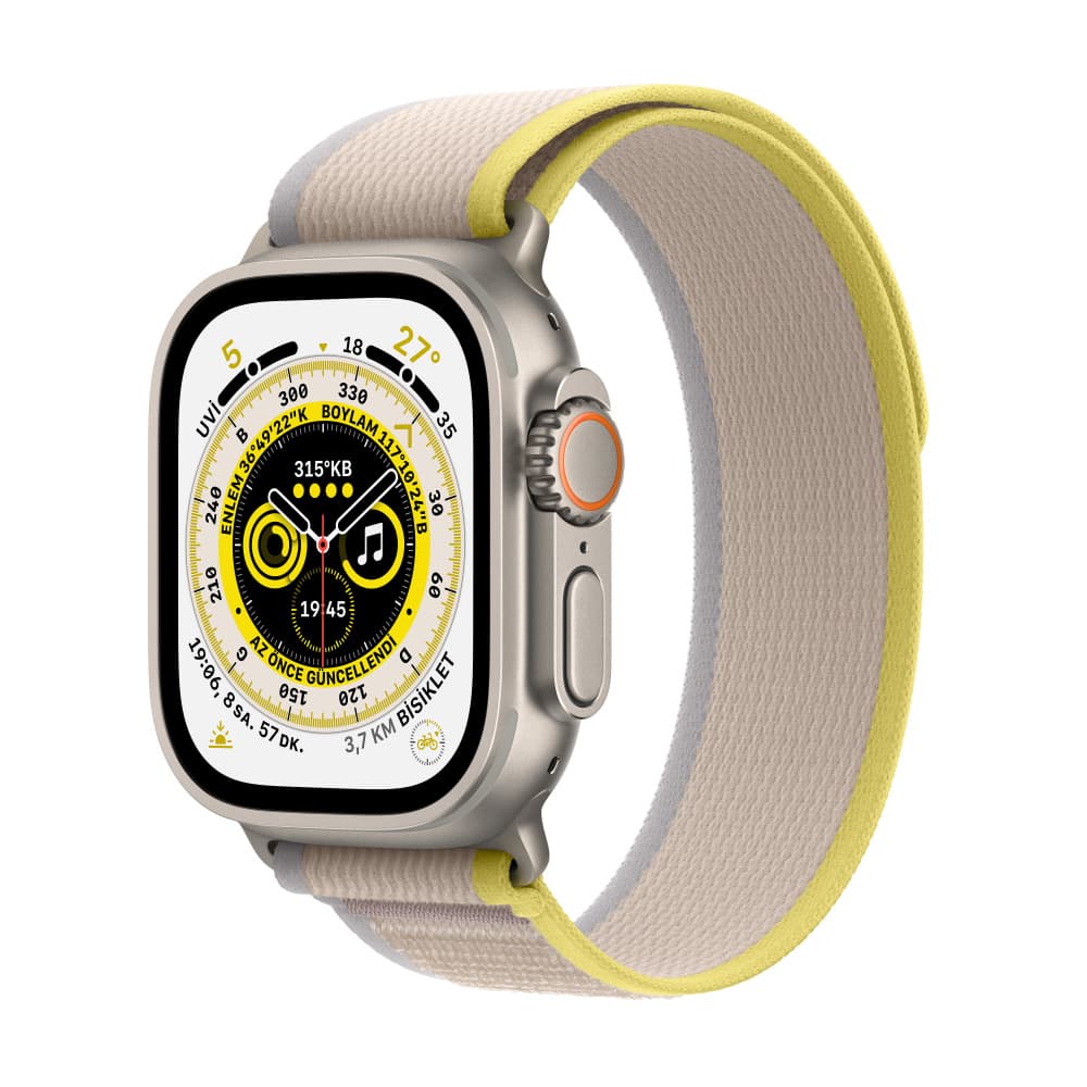 Apple Watch Ultra MQF23LZ Action Button Sirena 86DB Pulseira Trail Loop Case Beige Amarelo