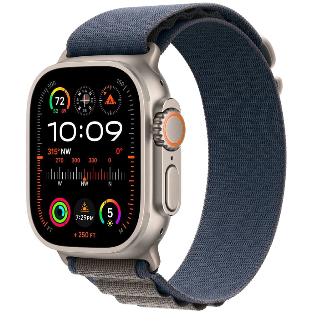 Apple Watch Ultra MREP3LW Double Tap Gesture Sirena 86DB Pulseira Alpine Loop Case Azul