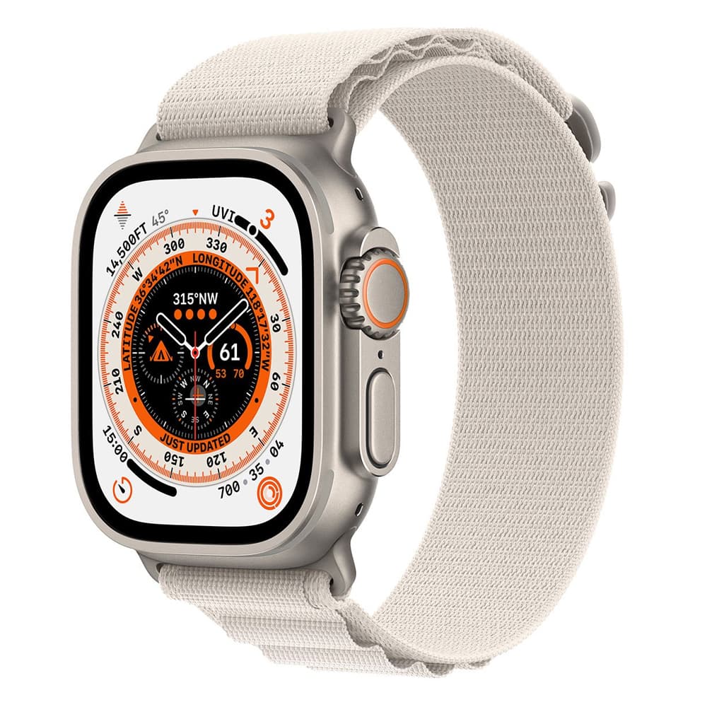 Apple Watch Ultra MQEY3LL Action Button Sirena 86DB Pulseira Alpine Loop Case Starlight Titanio