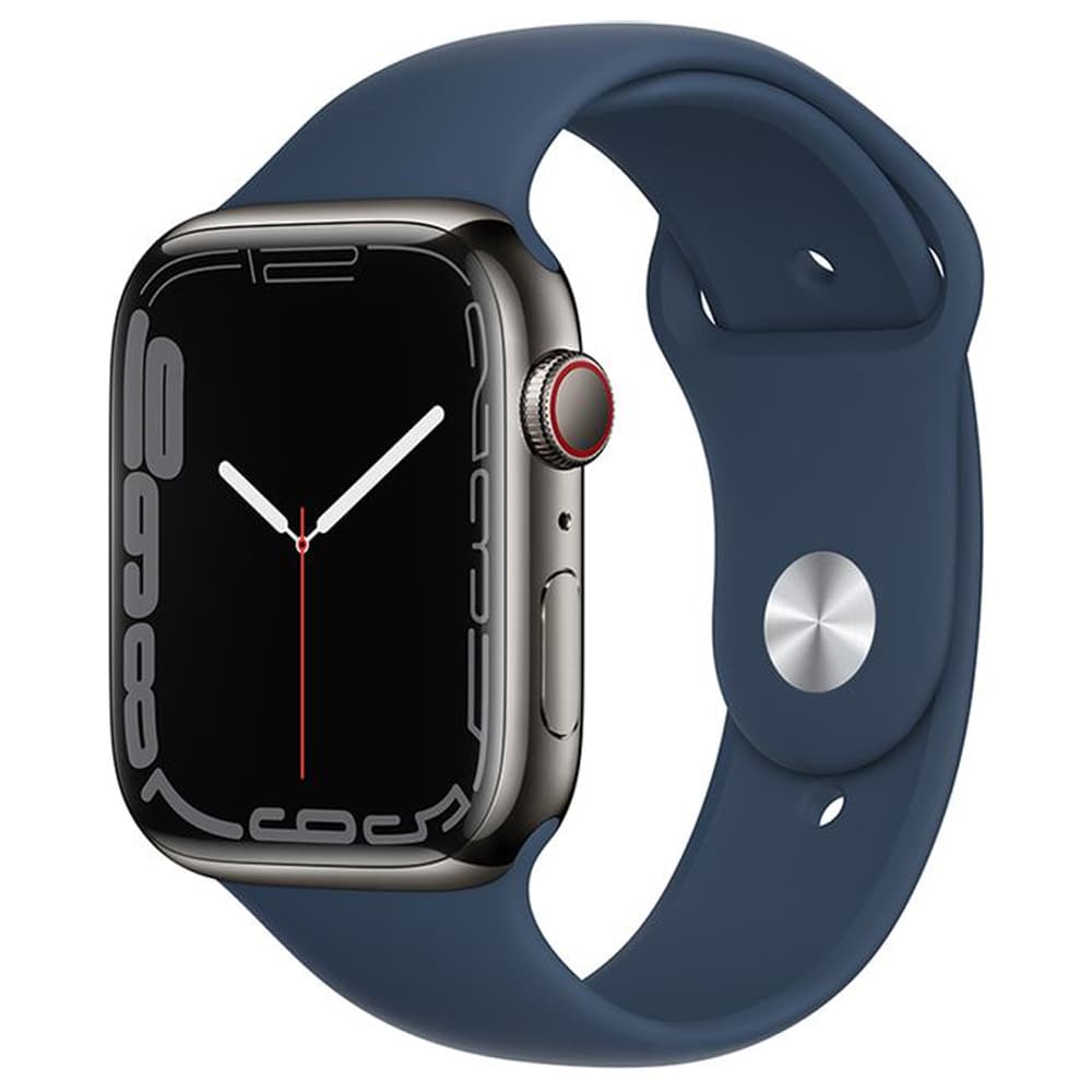 Apple Watch S7 MKJH3LZ Gps Celullar Pulseira Sport Band Stainless Steel Case Graphite Abyss Azul
