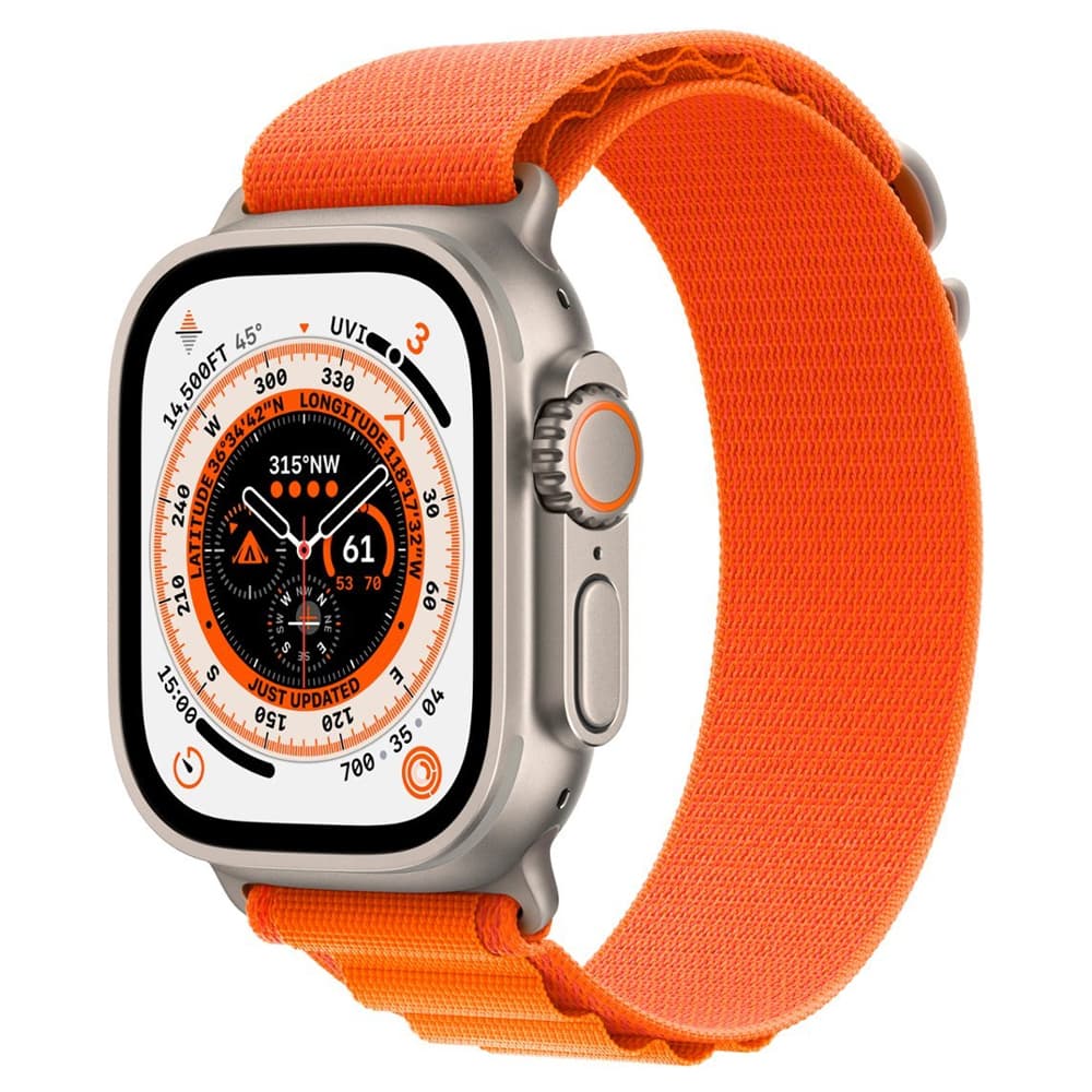 Apple Watch Ultra MQFL3BE Action Button Sirena 86DB Pulseira Alpine Case Orange Titanio