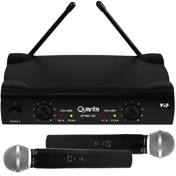 Quanta Sistema Microfone Quanta QTMIC103 Microfones Bivolt Preto
