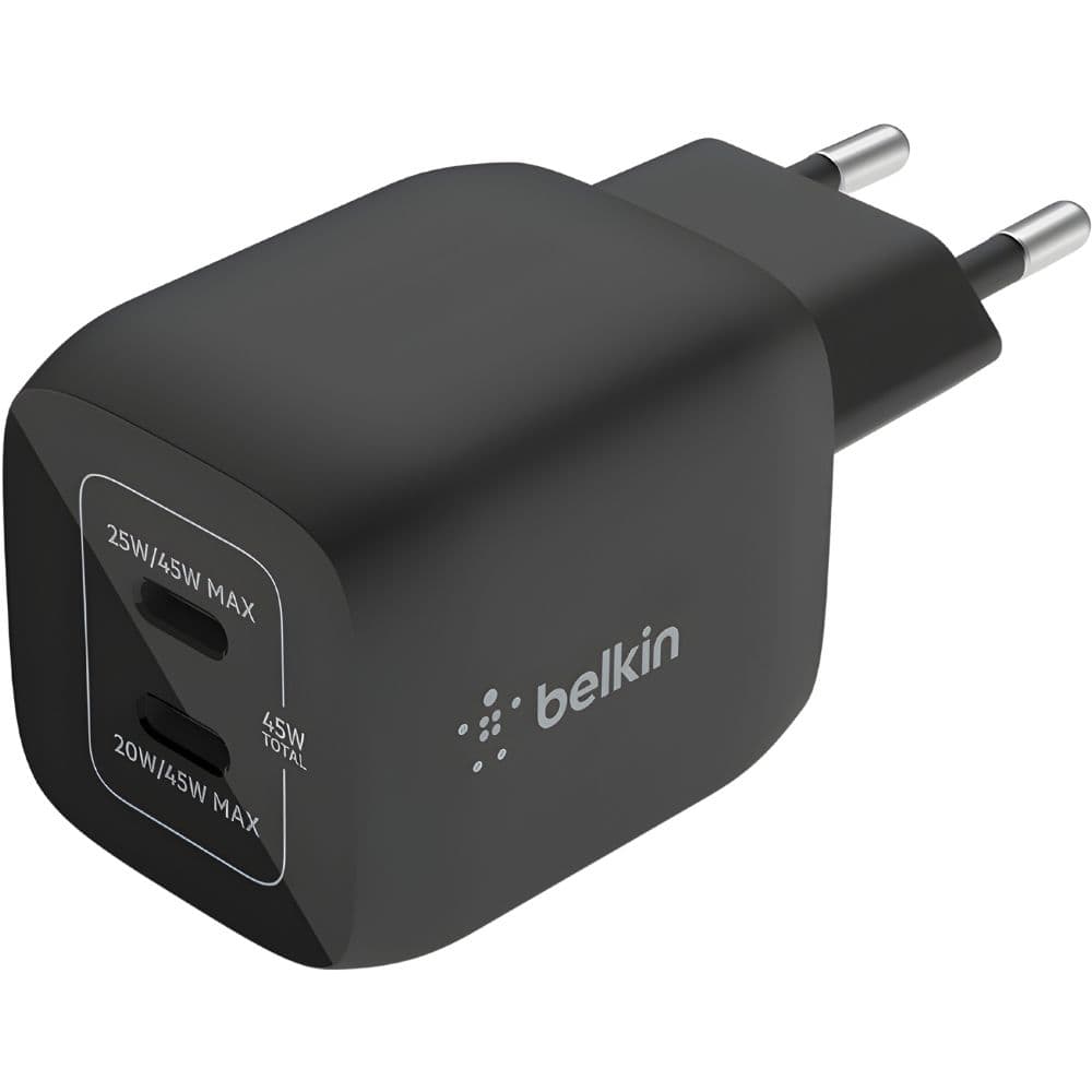 Belkin Carregador Duplo Parede Belkin WCH011VFBK 45W Usb Gan Pps 25W Preto