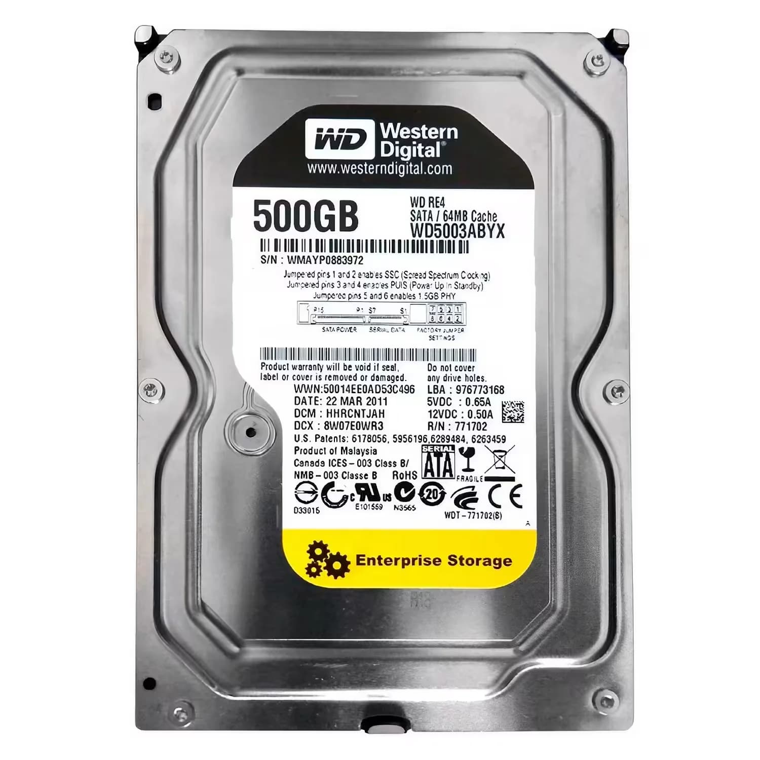 Western Digital HD Western Digital Pull 3.5" 500GB SATA 2 7200PRM - WD5003ABYX
