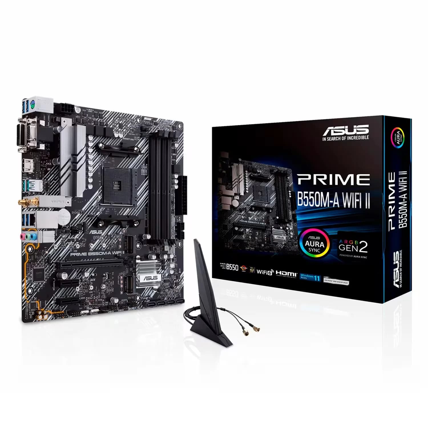AMD Placa Mãe Asus Prime B550M-A WiFi II DDR4 Socket AM4 Chipset AMD B550 Micro ATX