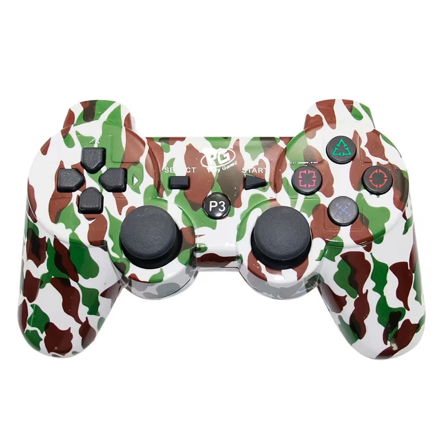 Sony PlayStation Controle Play Game Dualshock 3 Camo White Brown Green Sem Fio para PS3