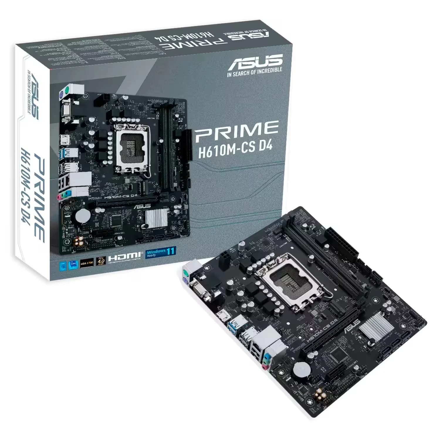 Intel Placa Mãe Asus Prime H610M-CS D4 DDR4 Socket LGA 1700 Chipset Intel H610 Micro ATX