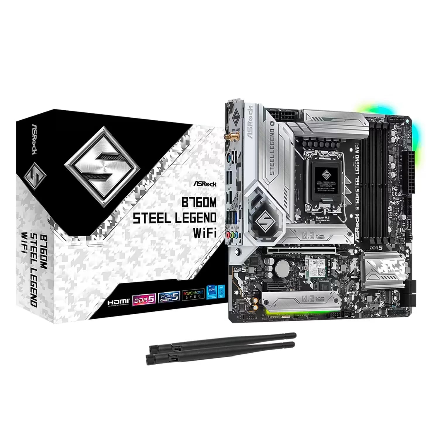 Intel Placa Mãe ASRock B760M Steel Legend WiFi DDR5 Socket LGA 1700 Chipset Intel B760 Micro ATX