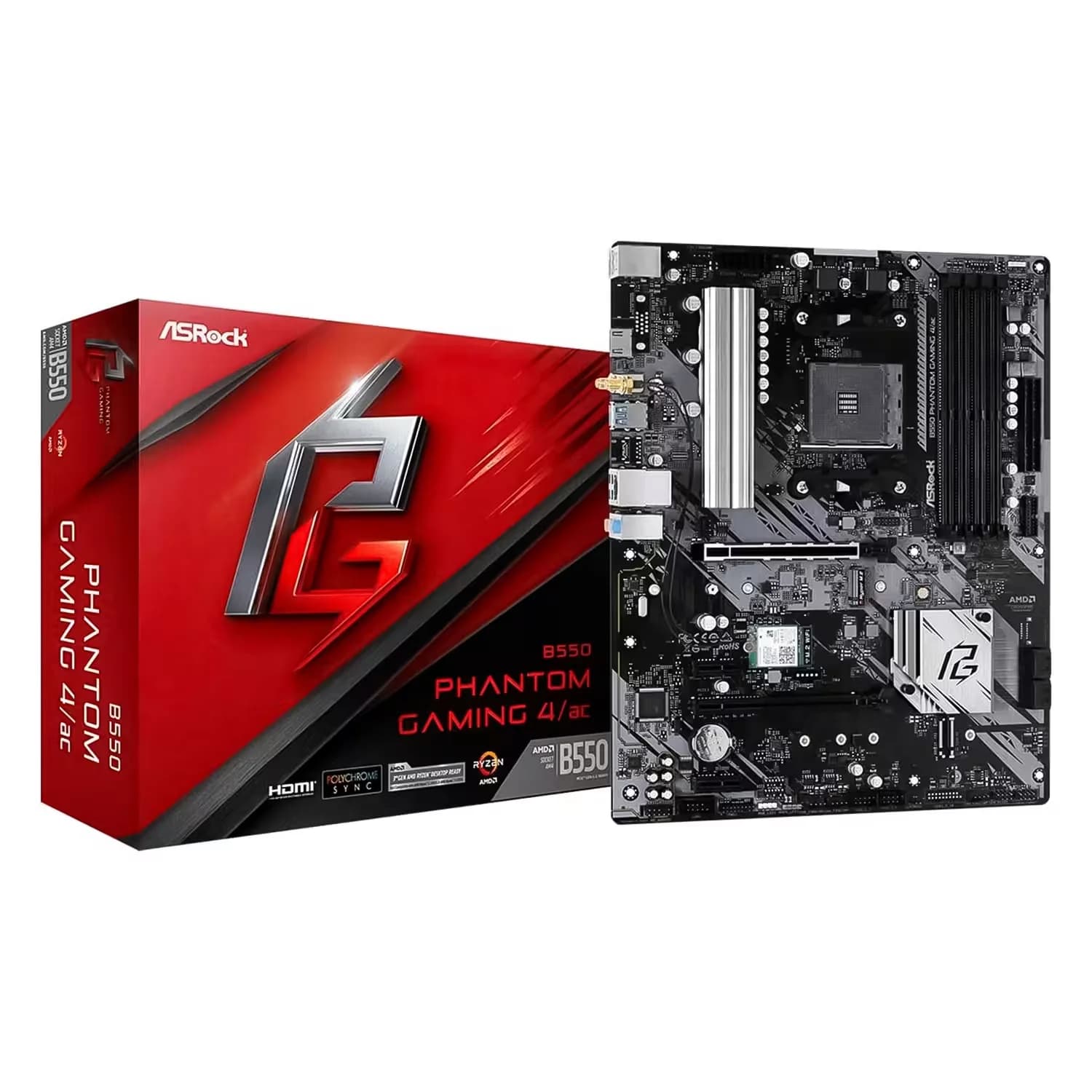 ASRock Placa Mãe Asrock B550 Phantom Gaming 4/ac DDR4 Socket AM4 Chipset AMD B550 ATX