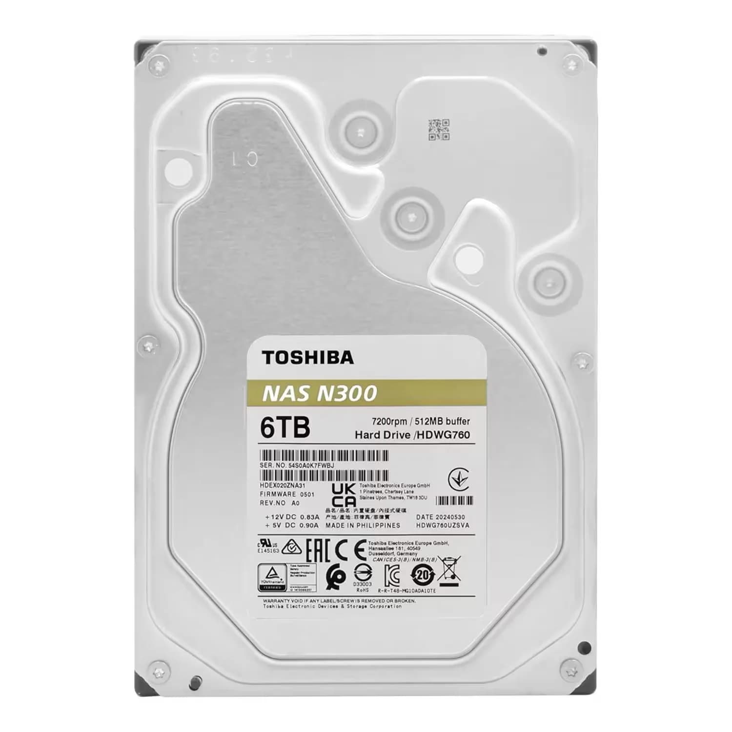 Acessório · Toshiba SATA3 7200RPM N300 Nas HDWG760XZSTA 6144GB