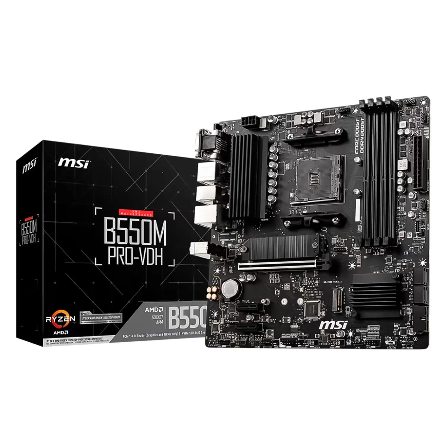 AMD Placa Mãe MSI B550M PRO-VDH DDR4 Socket AM4 Chipset AMD B550 Micro ATX