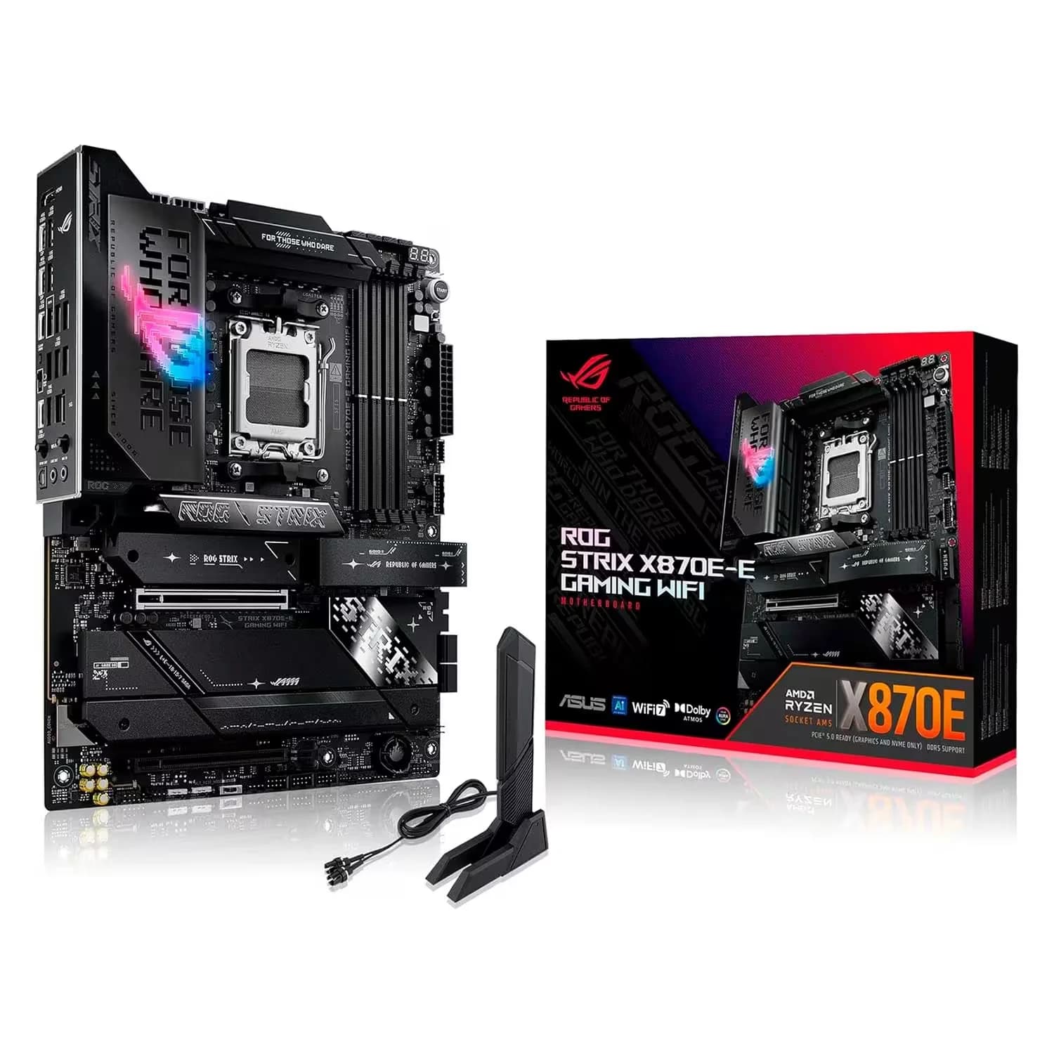 AMD Placa Mãe Asus Rog Strix X870E-E Gaming WiFi DDR5 Socket AM5 Chipset AMD X870E ATX