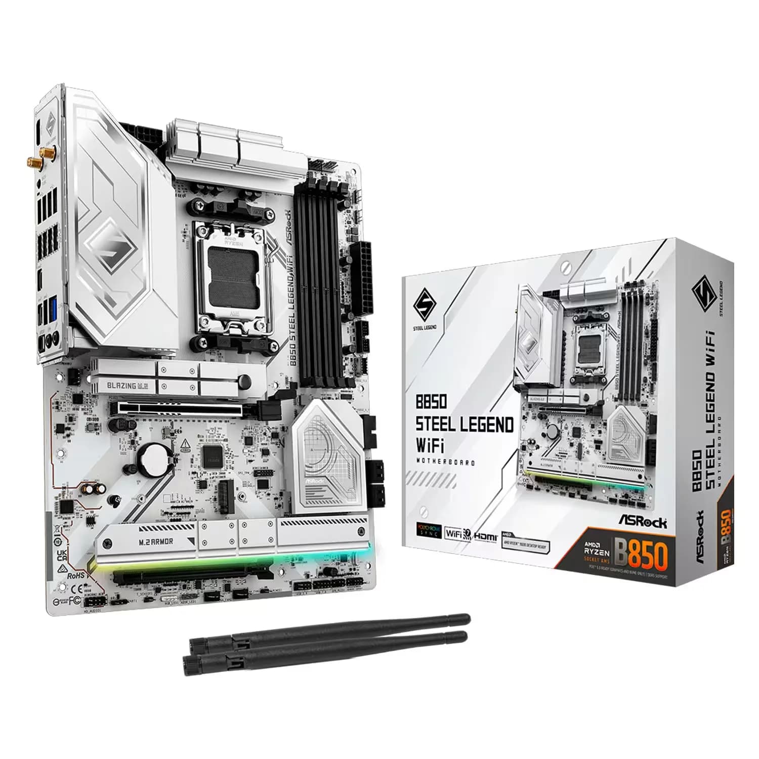 ASRock Placa Mãe ASRock B850 Steel Legend WiFi 4XDDR5 Socket SM5 Chipset AMD B850 ATX
