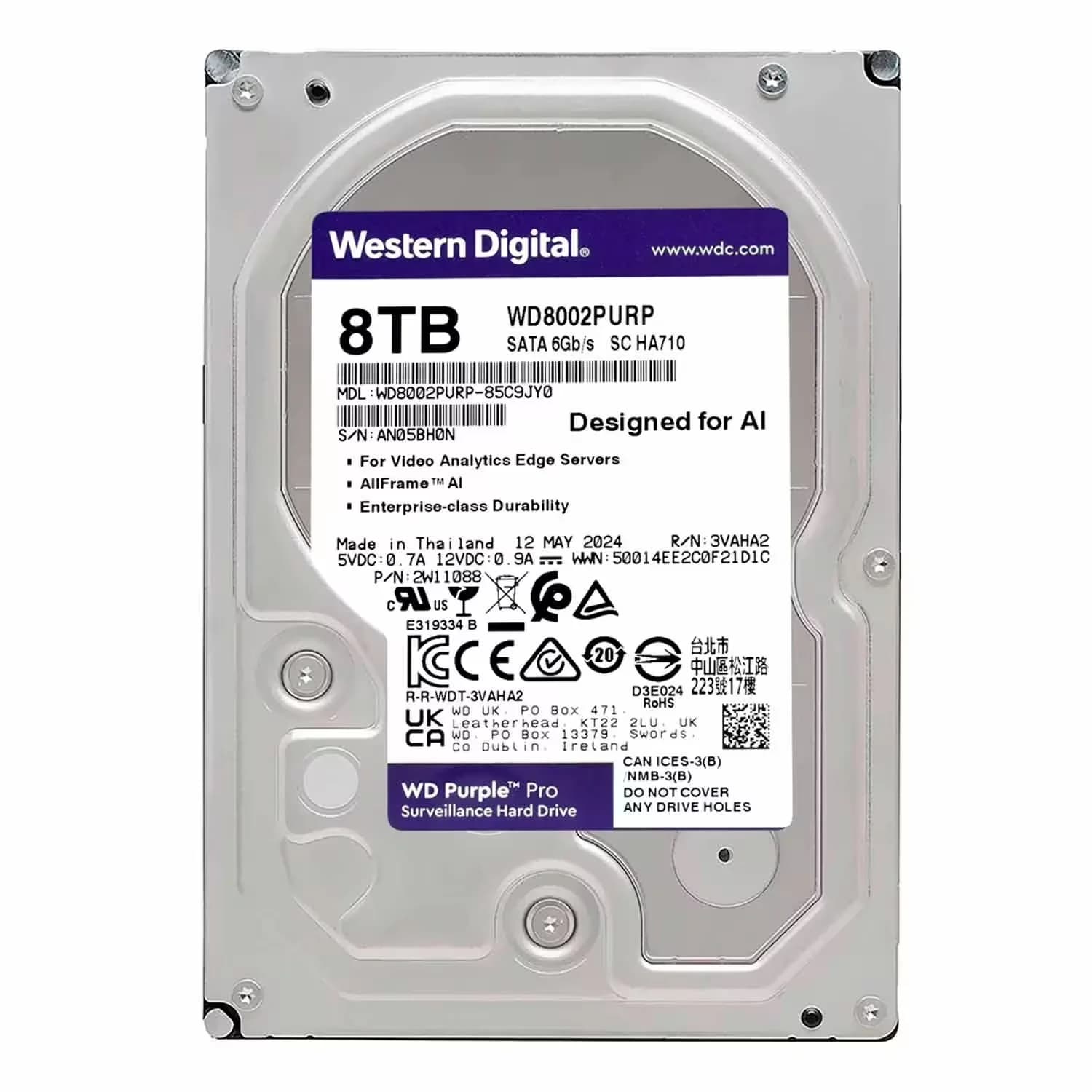 Western Digital HD Western Digital WD Purple Pro 8TB 3.5" SATA 3 7200PRM - WD8002PURP