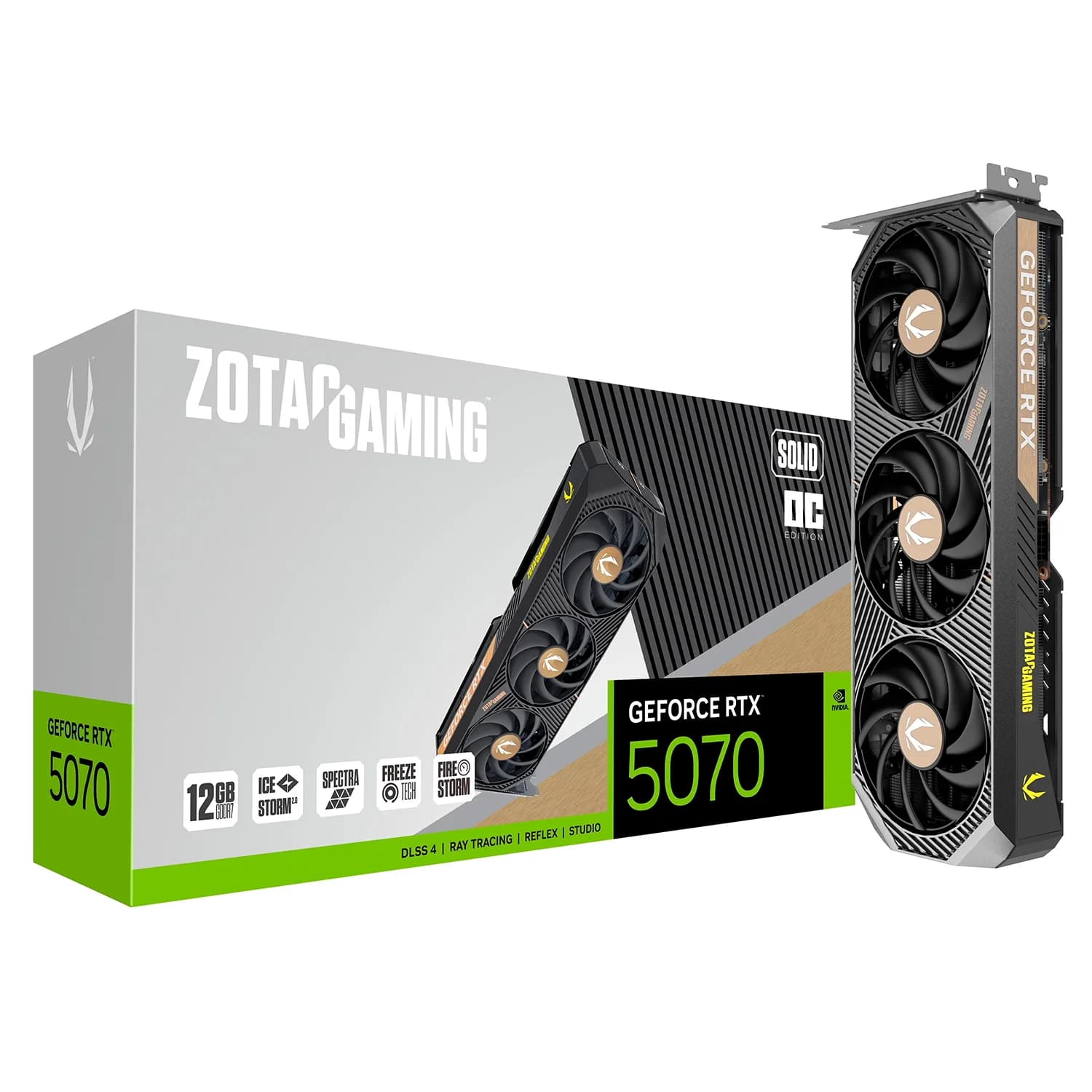 NVIDIA Placa de Vídeo Zotac Solid OC NVIDIA GeForce RTX 5070 12GB GDDR7 - ZT-B50700J-10P