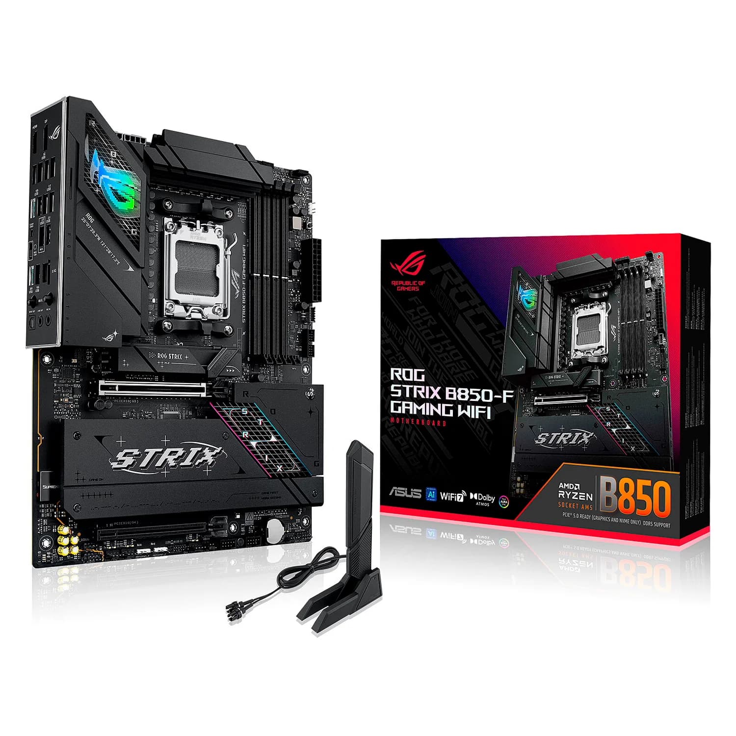 AMD Placa Mãe Asus Rog Strix B850-F Gaming WiFi DDR5 Socket AM5 Chipset AMD B850 ATX