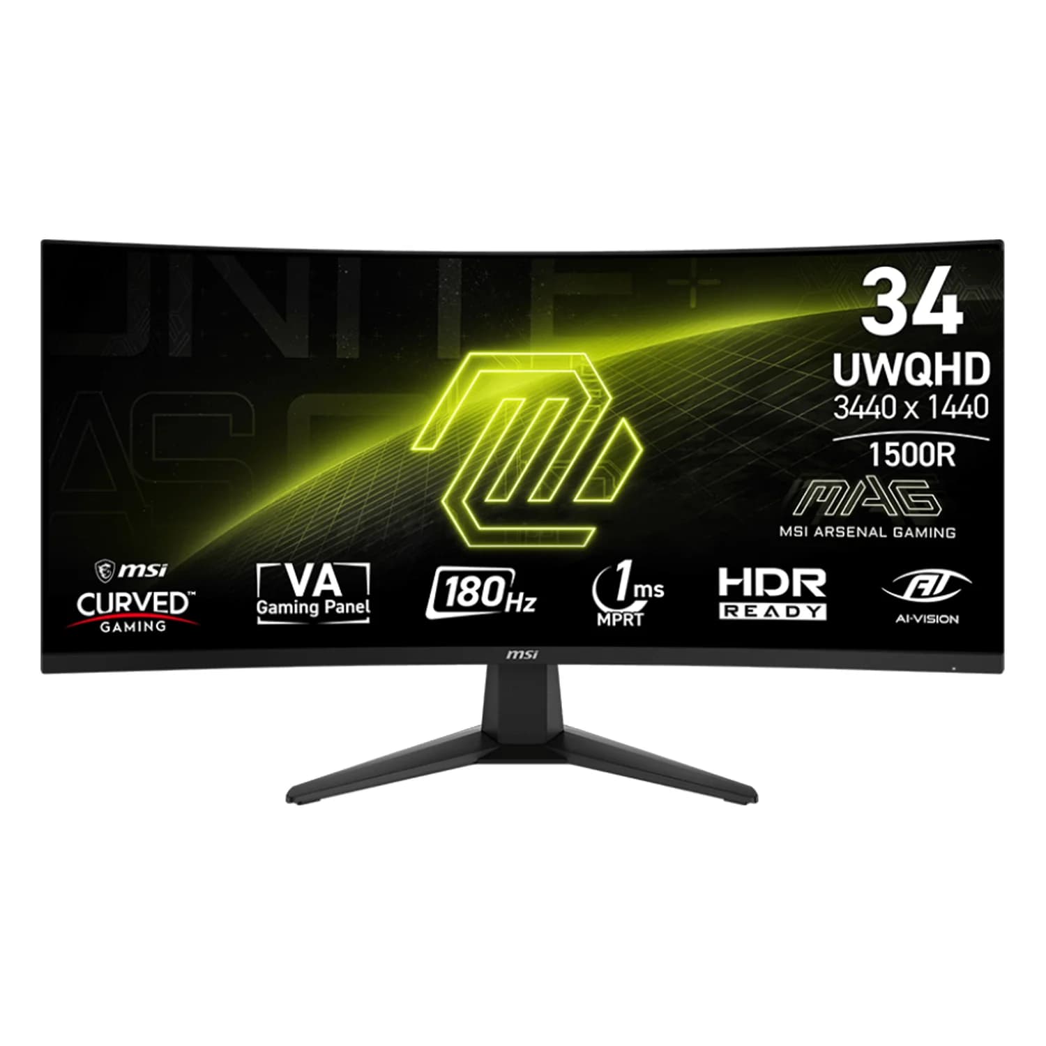 MSI Monitor MSI MAG 346CQ 34" UWQHD Curvo 180Hz HDMI DP - Preto