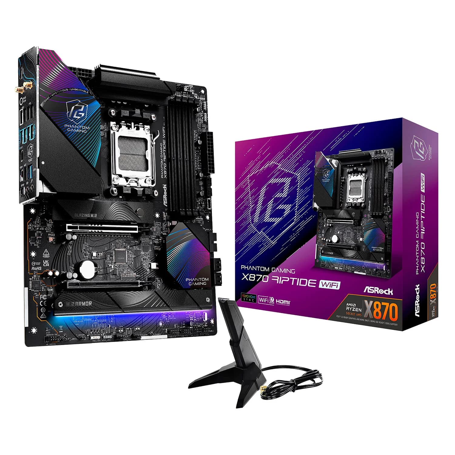 ASRock Placa Mãe ASRock X870 Riptide WiFi DDR5 Socket AM5 Chipset X870 ATX
