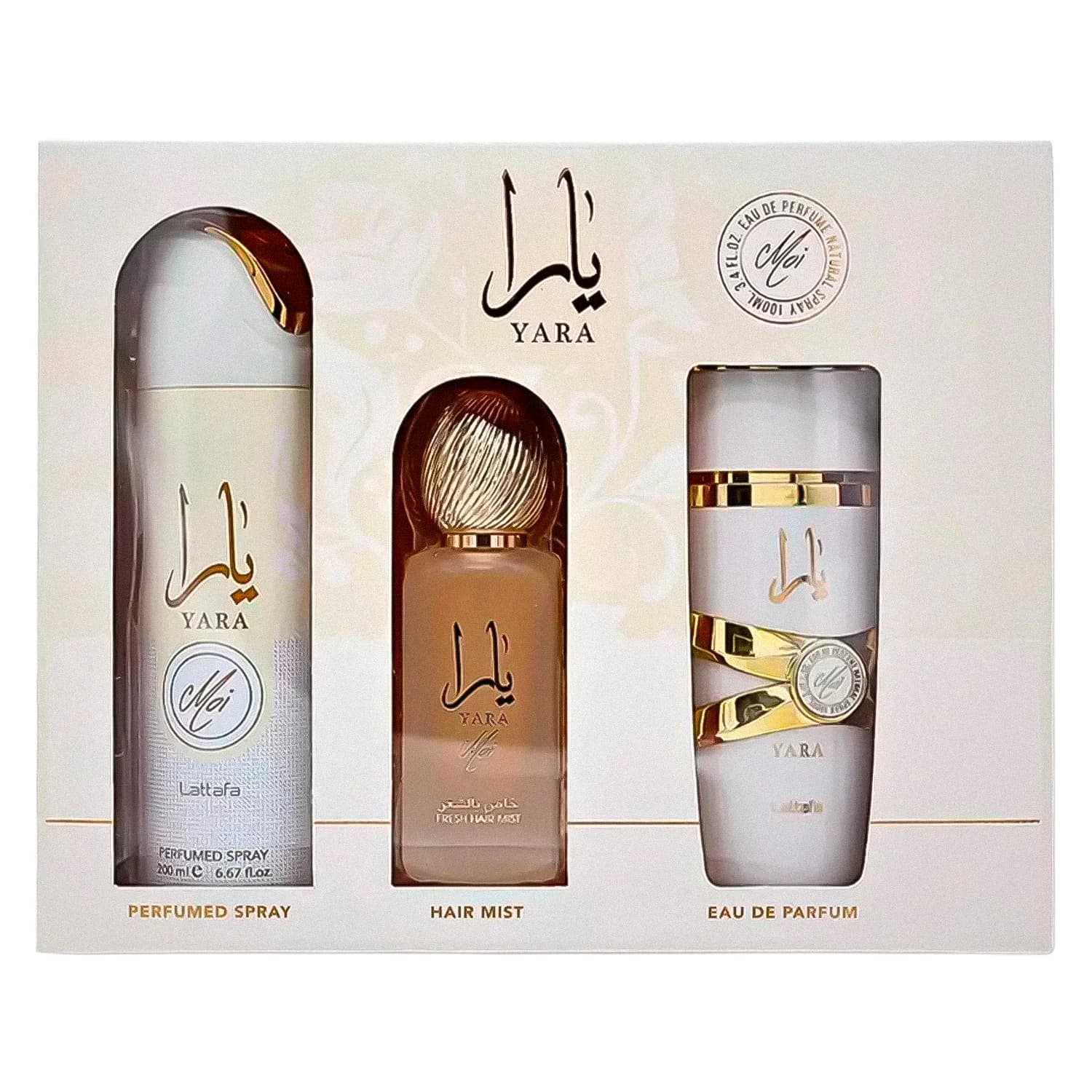 Lattafa Kit Yara Moi Feminino Perfume Desodorante Air Mist