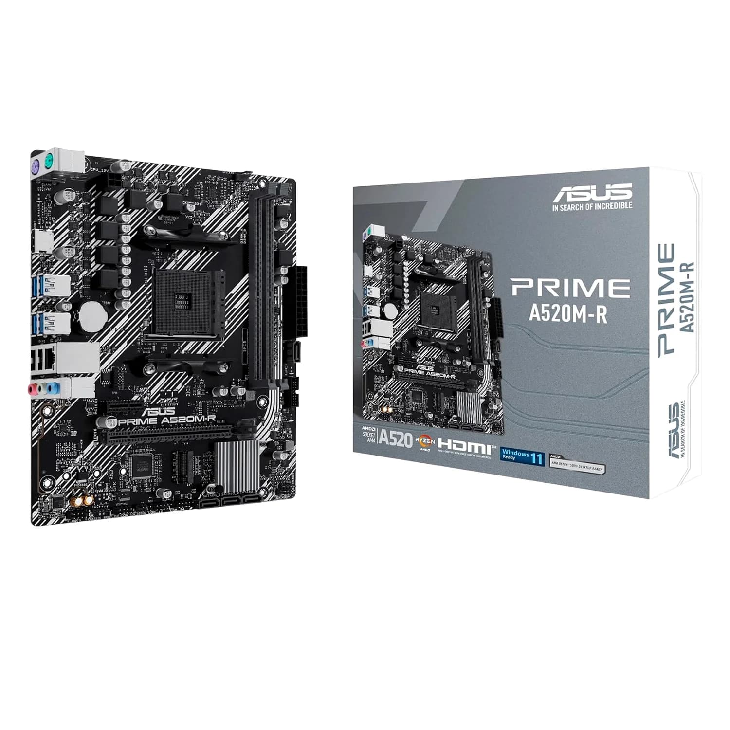 AMD Placa Mãe Asus Prime A520M-R Socket AM4 Chipset AMD A5200 DDR4 Micro ATX