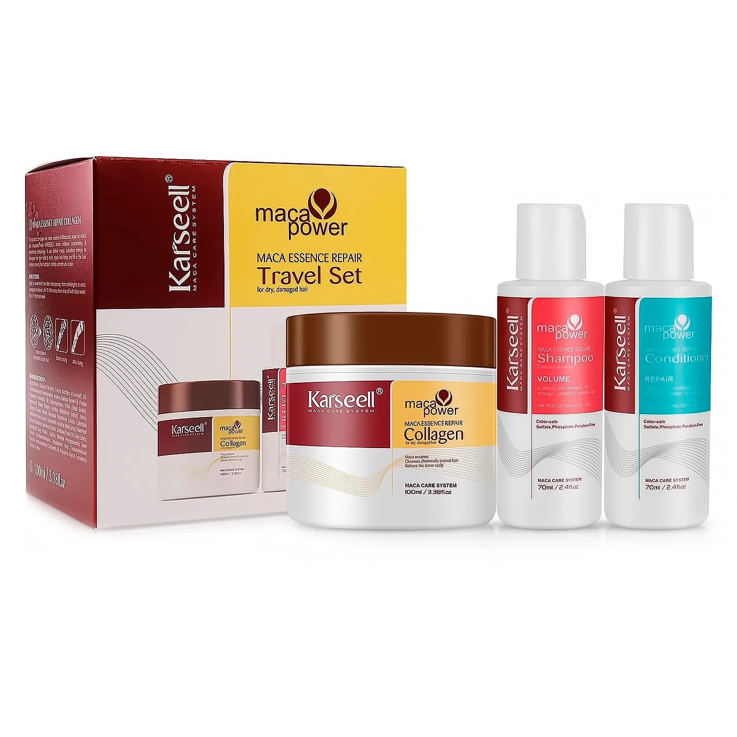Karseell Kit Mini Travel Mascara Capilar Condicionador SHAMPOO