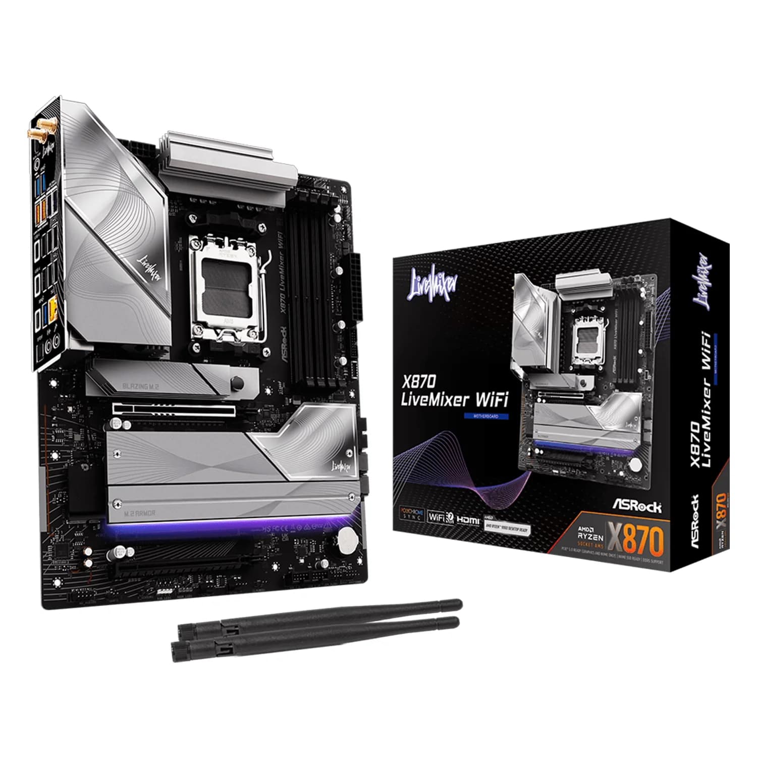 ASRock Placa Mãe ASRock X870 LiveMixer WiFi DDR5 Sockt Chipset AM5 AMD X870 ATX