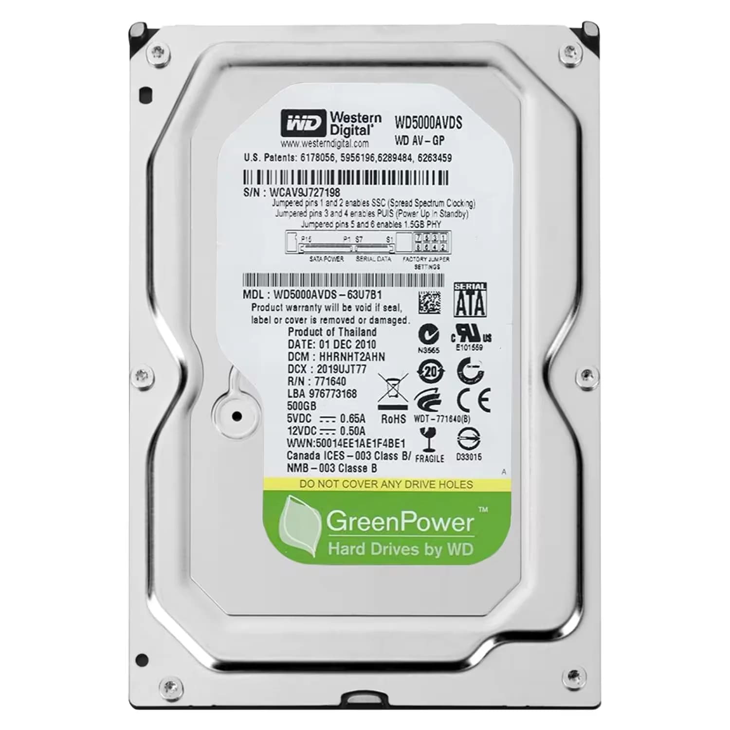 Western Digital HD Western Digital Pull 500GB SATA 2 3.5" 7200RPM - WD5000AVDS