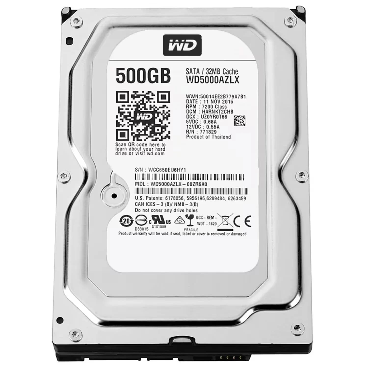 Western Digital HD Interno Western Digital Pull 500GB/ Sata3 / 3.5"/ (WD5000AZXL)