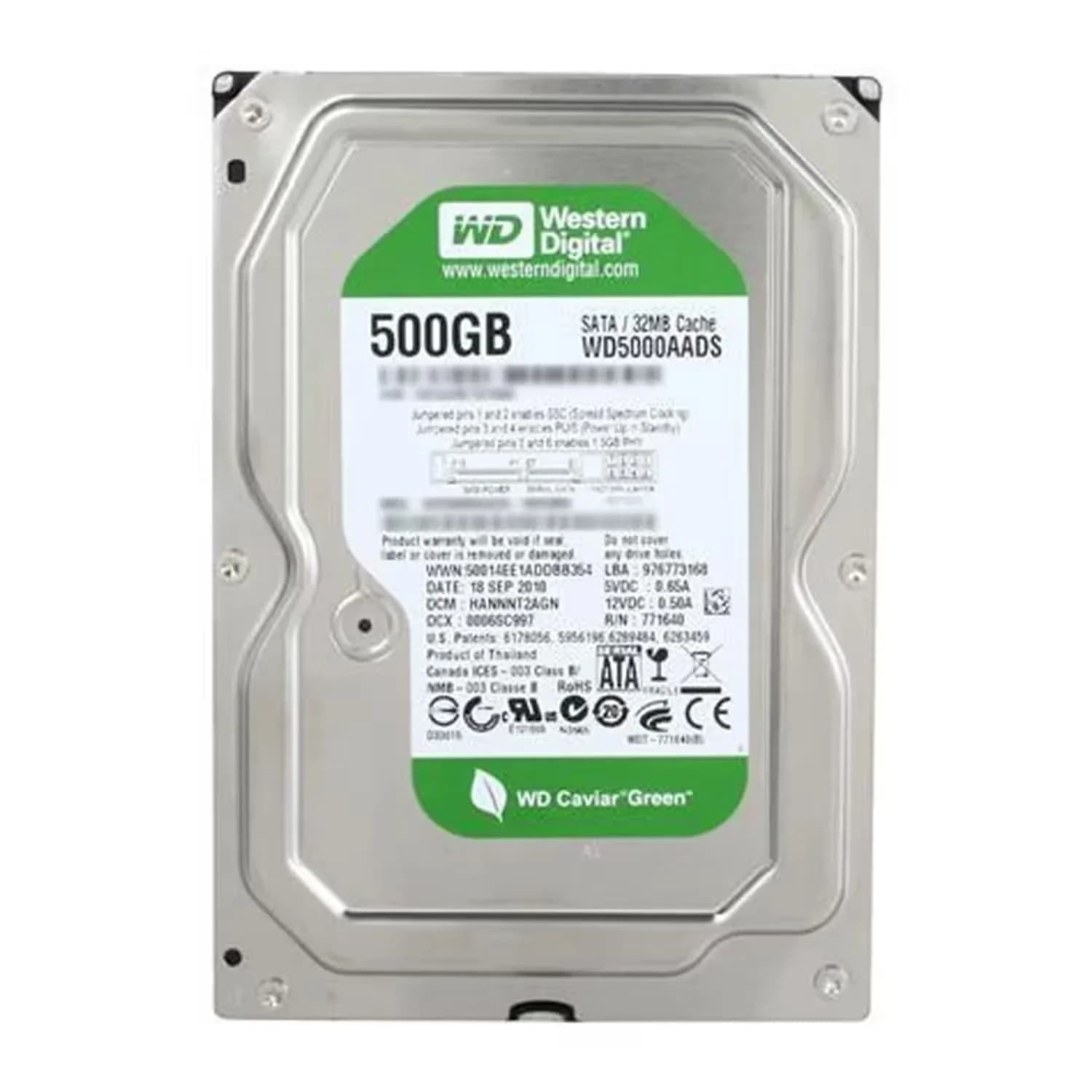 Western Digital HD Western Digital Green Pull 500GB 3.5" SATA 2 7200RPM - WD5000AADS
