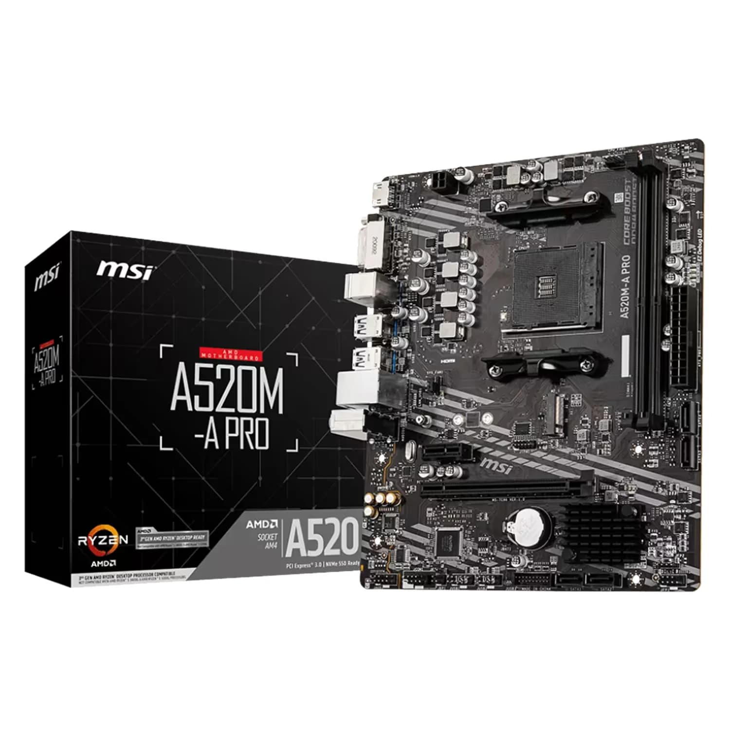 AMD Placa Mãe MSI A520M-A Pro 2XDDR4 Socket AMD AM4 Chipset a520 Micro ATX