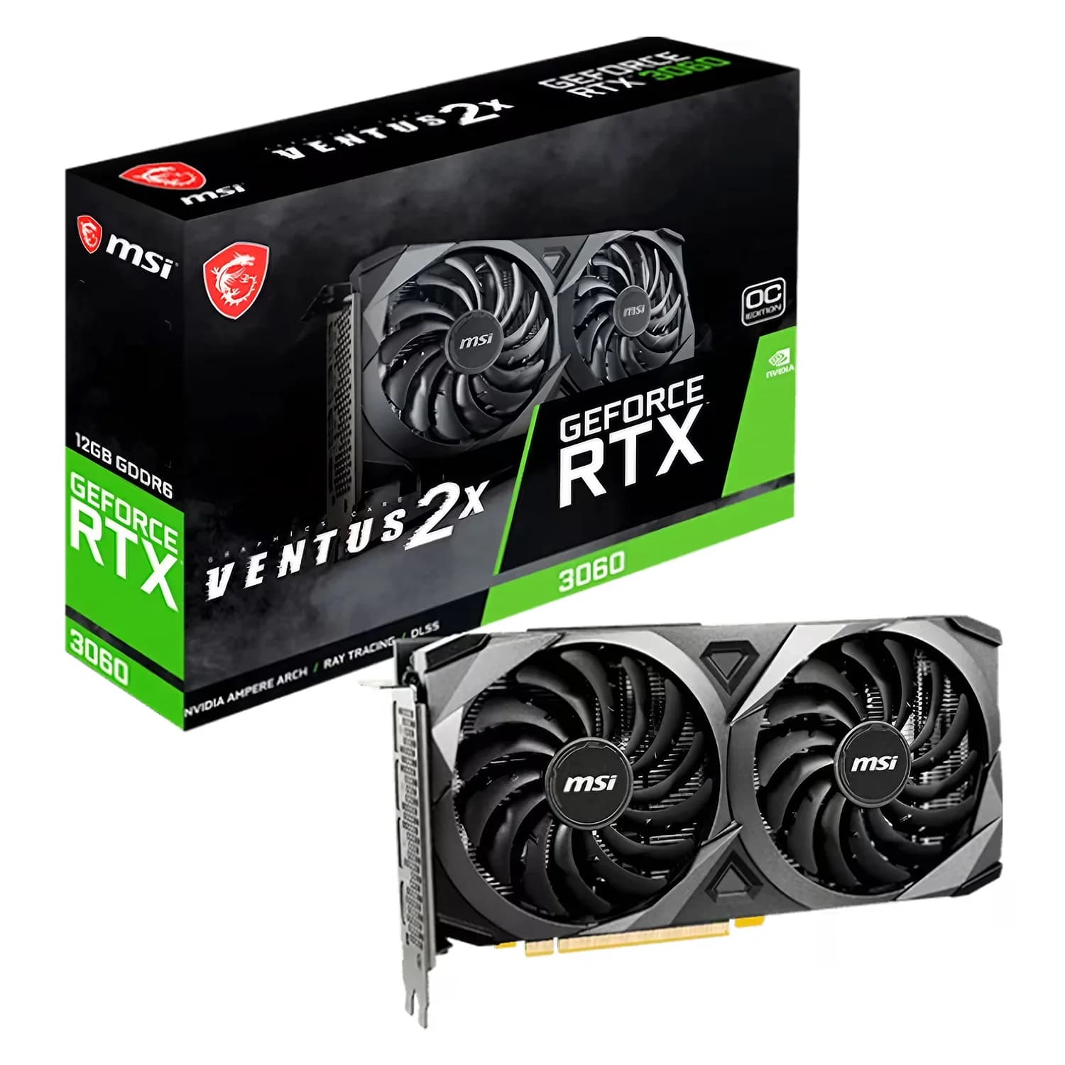 NVIDIA Placa de Vídeo MSI Ventus 2X OC NVIDIA GeForce RTX-3060 12GB GDDR6 - 912-V397