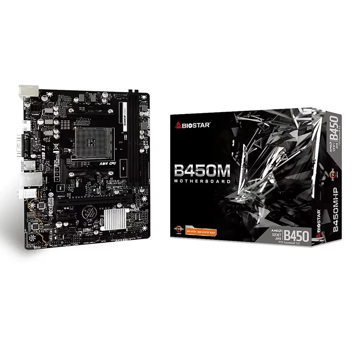 AMD Placa Mãe Biostar B450MHP 2XDDR4 Socket AM4 Chipset AMD B450 Micro ATX