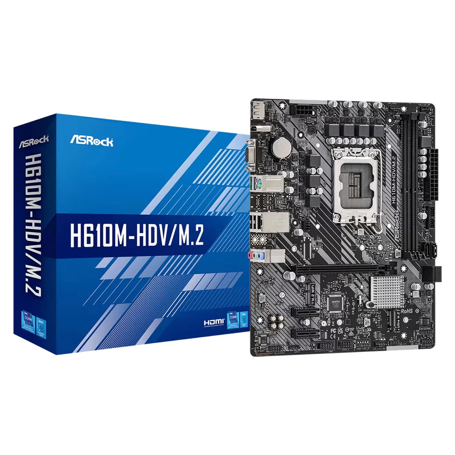 Intel Placa Mãe Asrock H610M-HDV/M.2+D5 DDR5 Socket M.2 Chipset Intel H610 Micro ATX