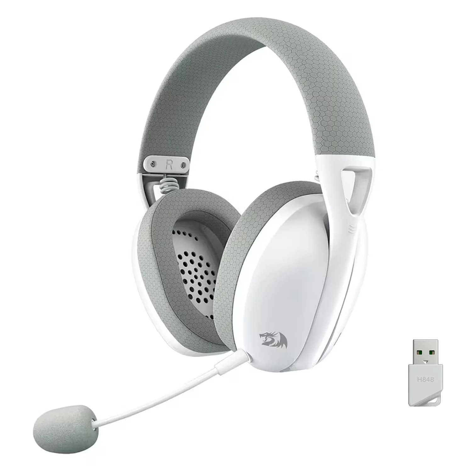 Headset Gamer Redragon Ire Pro H848 Wireless - Branco Cinza