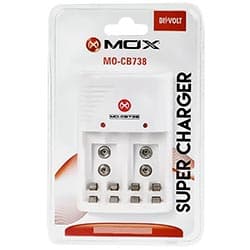 Mox Carregador Pilha Mox Mo CB738 Aa Aaa 9V Branco